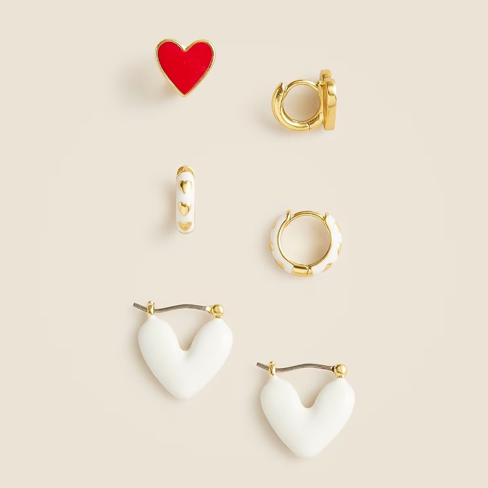 J. Crew Heart Earrings 3 Pack NWT Sold Out!